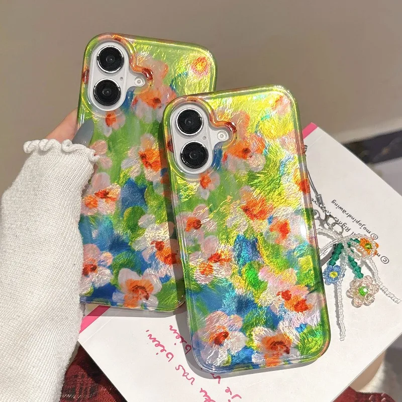 

Новый чехол для iPhone 16 15 14 13 Pro Max с принтом цветов в стиле INS, защитный чехол с подвеской, устойчивый к падениям.