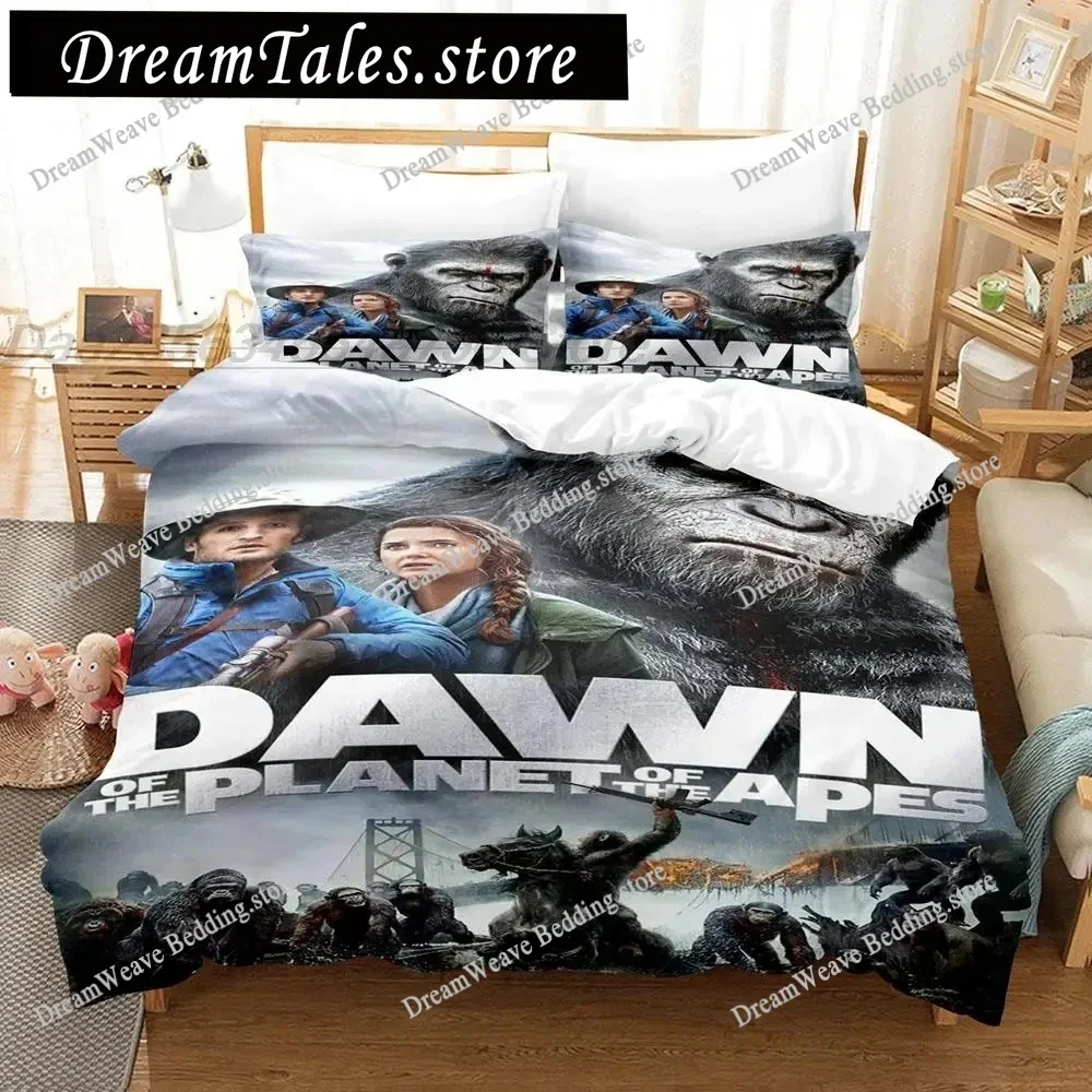 3D Print P-Planet of The Apes Bedding Set Duvet Cover Bed Set Quilt Cover Pillowcase Comforter King Queen Size Boys Adult741