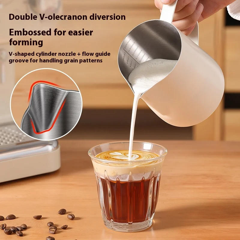 

Factory Direct Stainless Steel 250ml Eco-friendly Milk Frothing Pitcher Pointed Latte Art Cup for Household Coffee Use