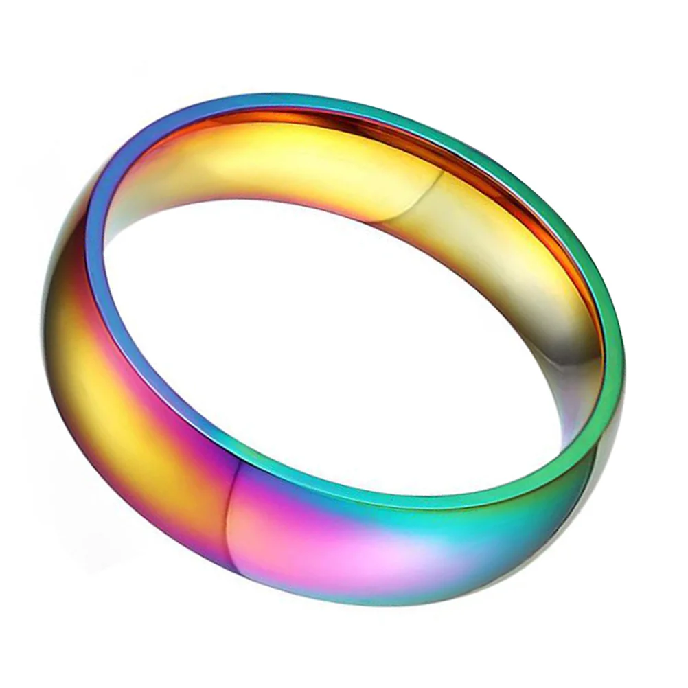 Titanium Steel Rainbow Colorful Ring Waterproof Fashion Ring Elegant Women Jewelry Unique Design Women Jewelry