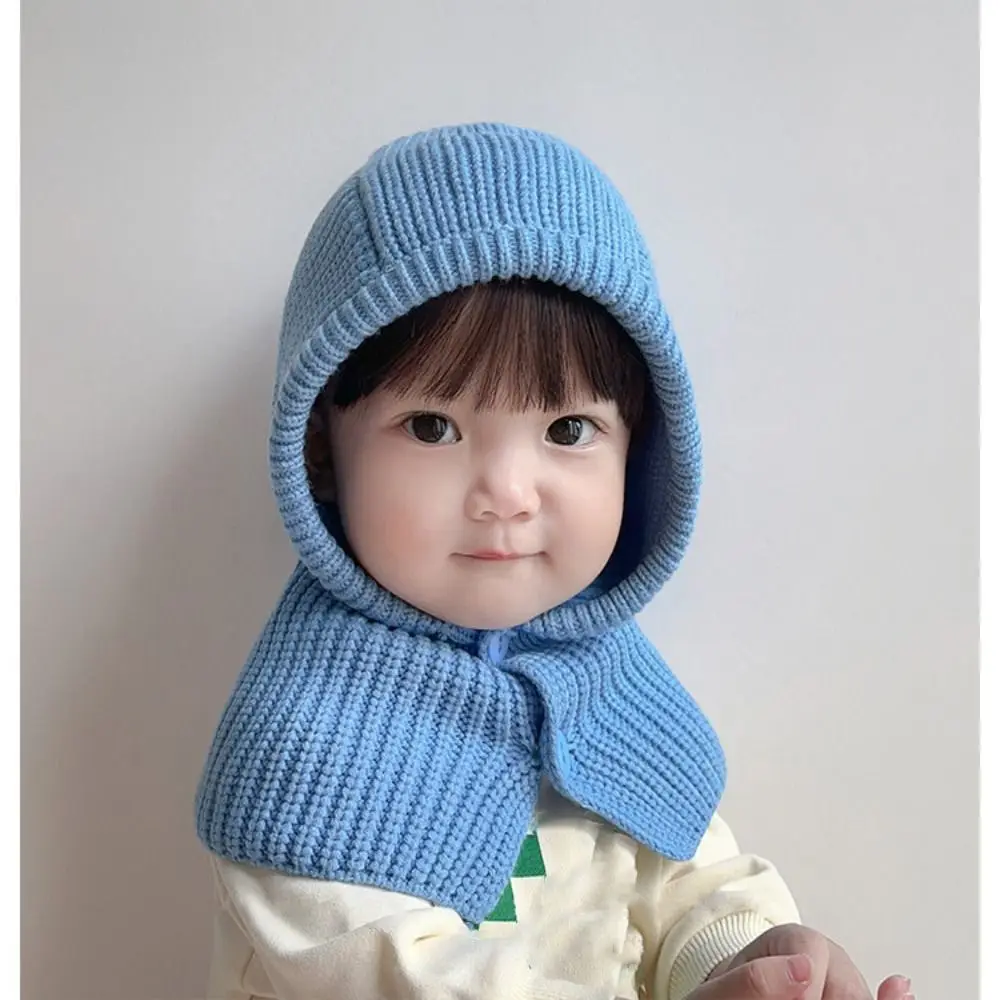 Winter Knitted Kids Soft Balaclava Warmer Windproof Sweater Hat Cap Scarf All-in-One Children's Pullover Hat