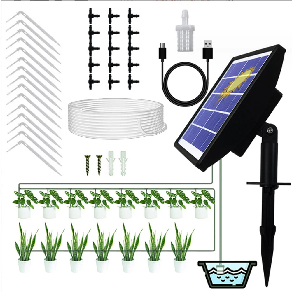 

Solar Irrigation Solar Auto Watering System Solar Powered Automatic Drip Irrigation Kit Self Watering Devices with Water Sensor