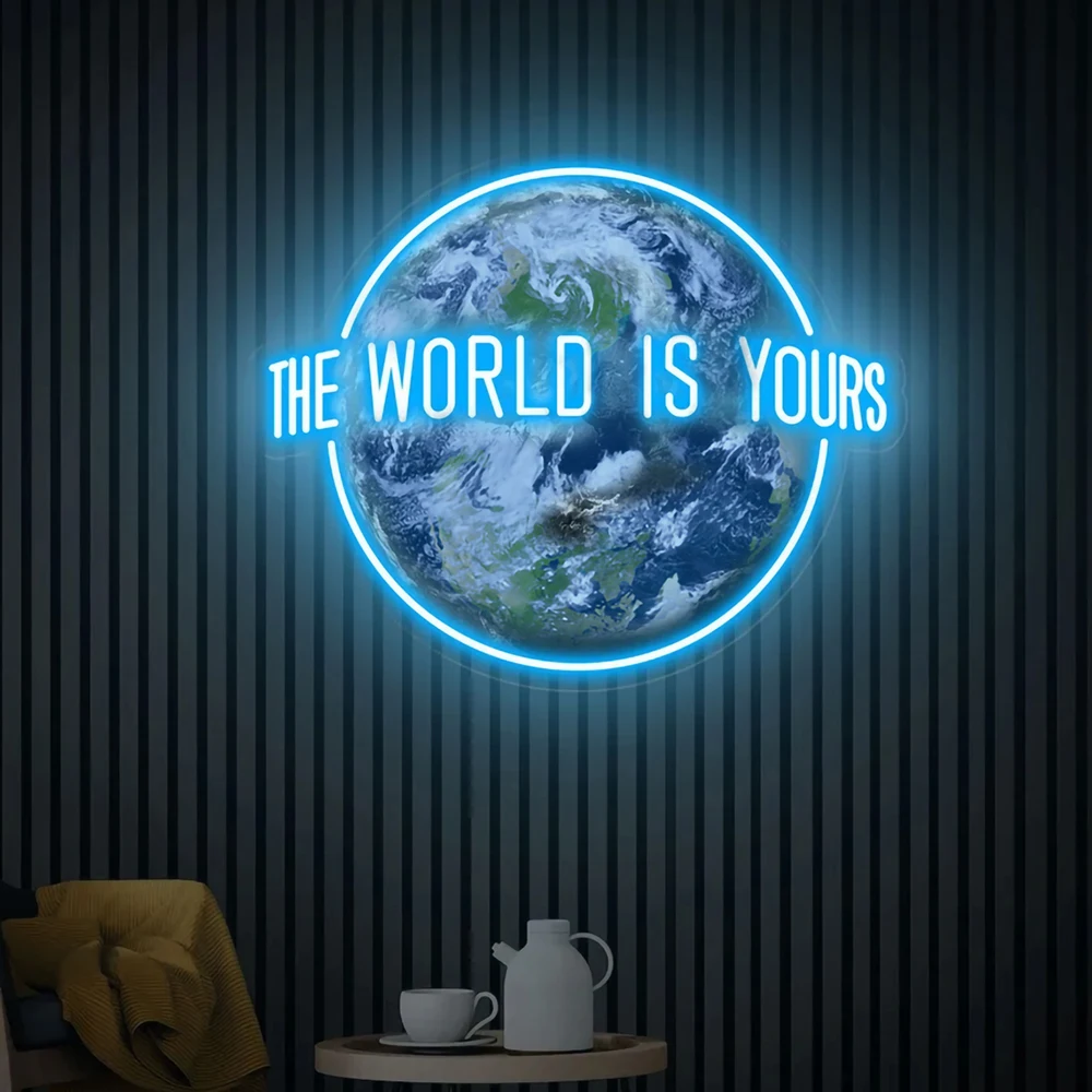 The World Is Yours Neon Sign Custom Neon Sign Bedroom Led Light Salon Bar Office Room Wall Decor Wedding Decoration Party Decor