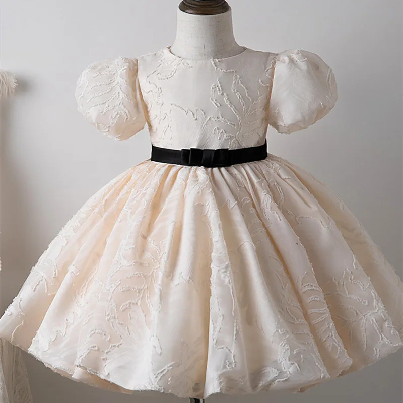 Robe de demoiselle d'honneur pour bébés filles, robe de princesse élégante pour enfants, robe de Rhblanche, robe de soirée éducative pour enfants, 2024