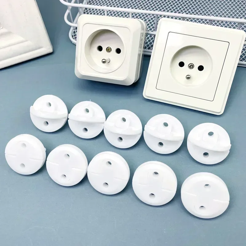White electrical safety socket cover — baby care anti‑shock rotate protector for children's safety 6