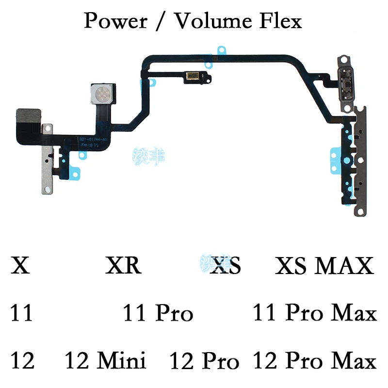 

Power On Off Volume Flex for IPhone 11 12 X Xr Xs Pro Max Mini Switch Side Button Key Ribbon Silent Mute Flex Cable