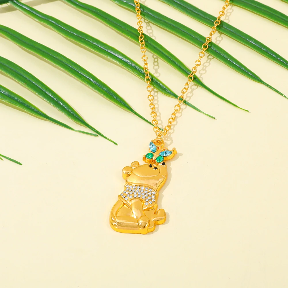 قلادة ديزني ويني ذا بوه - قلادة من حجر الراين على شكل وعاء العسل، هدايا إكسسوارات كرتونية #4