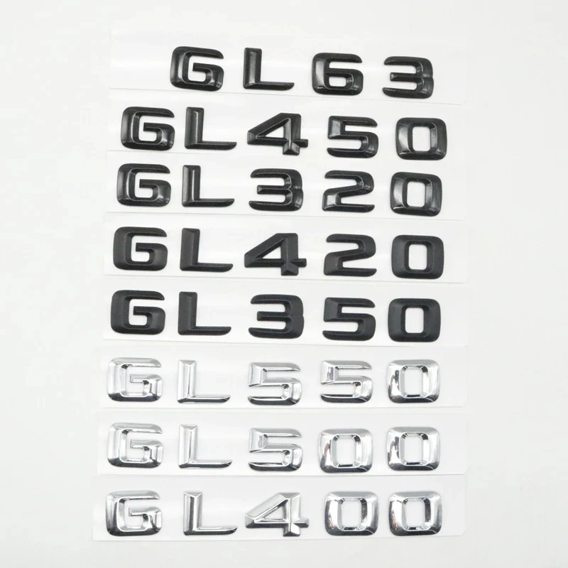 3D ABS Glossy Black For Mercedes Benz X166 X164 GL63 GL350 GL320 GL400 GL450 GL420 GL500 GL550 Logo Emblem Rear Trunk Sticker