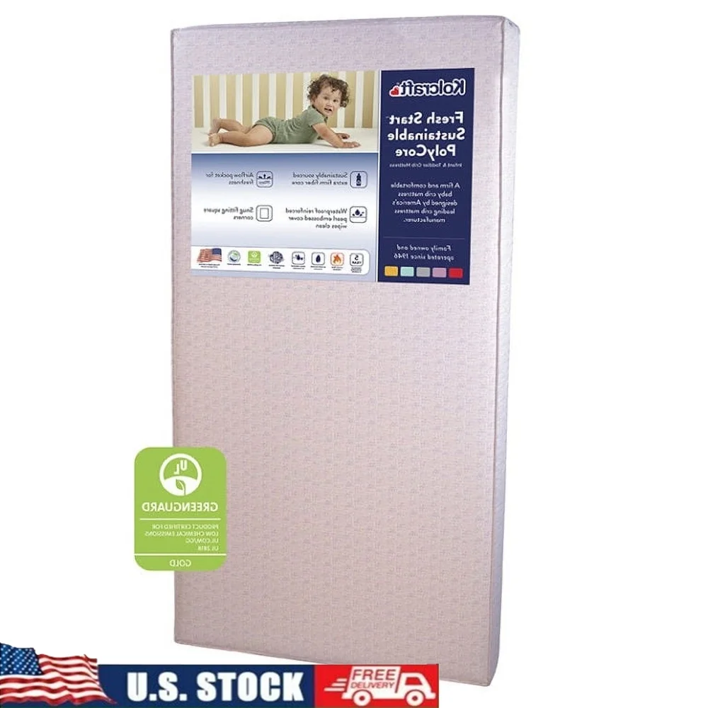 

Sustainable Fiber Foam Crib Toddler Mattress Waterproof Hypoallergenic Lightweight Durable Square Corners Extra Firm 5 Inch