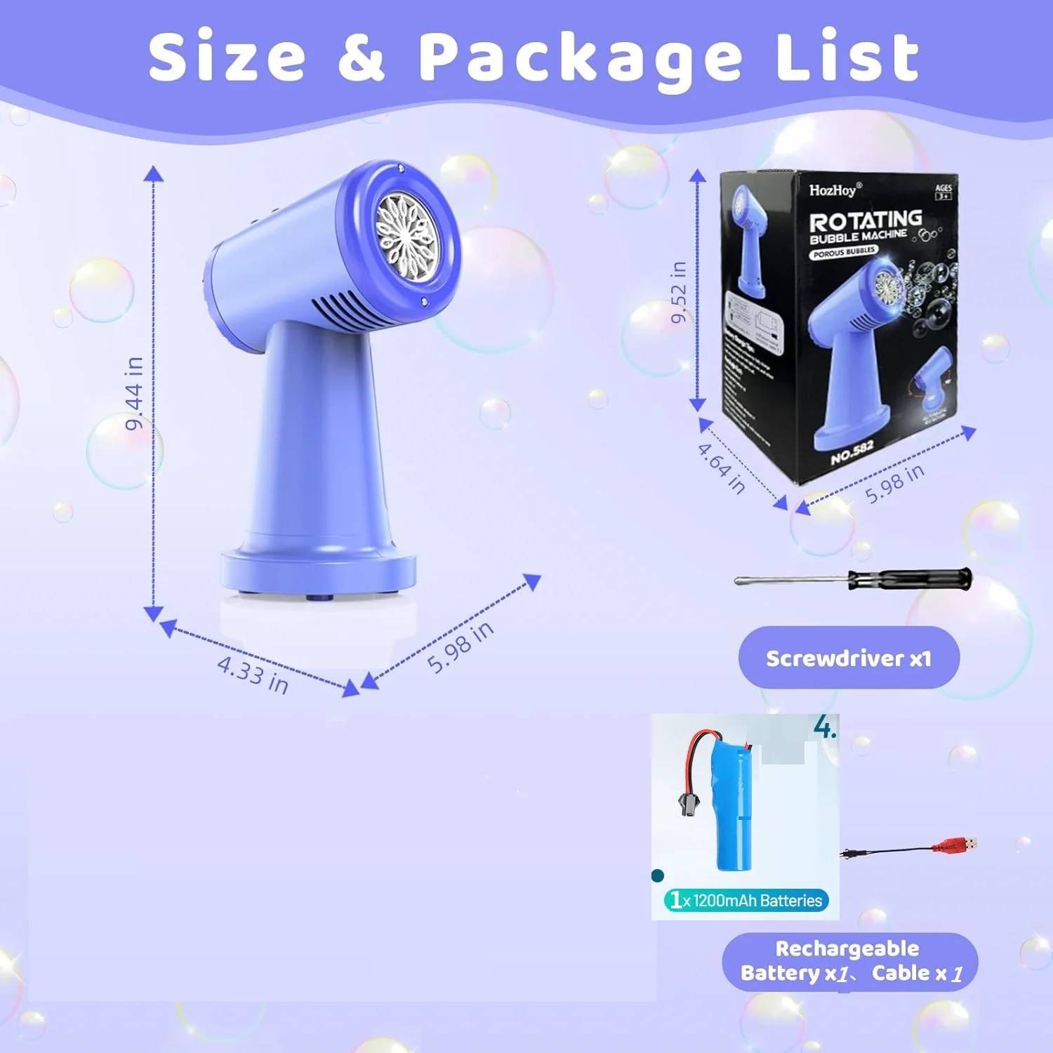 ماكينة فقاعات للأطفال ، بطارية غير مضمنة قابلة لإعادة الشحن ، منفاخ أوتوماتيكي بدوران 90 درجة ، منفاخ + فقاعات في الدقيقة للأطفال الصغار #3