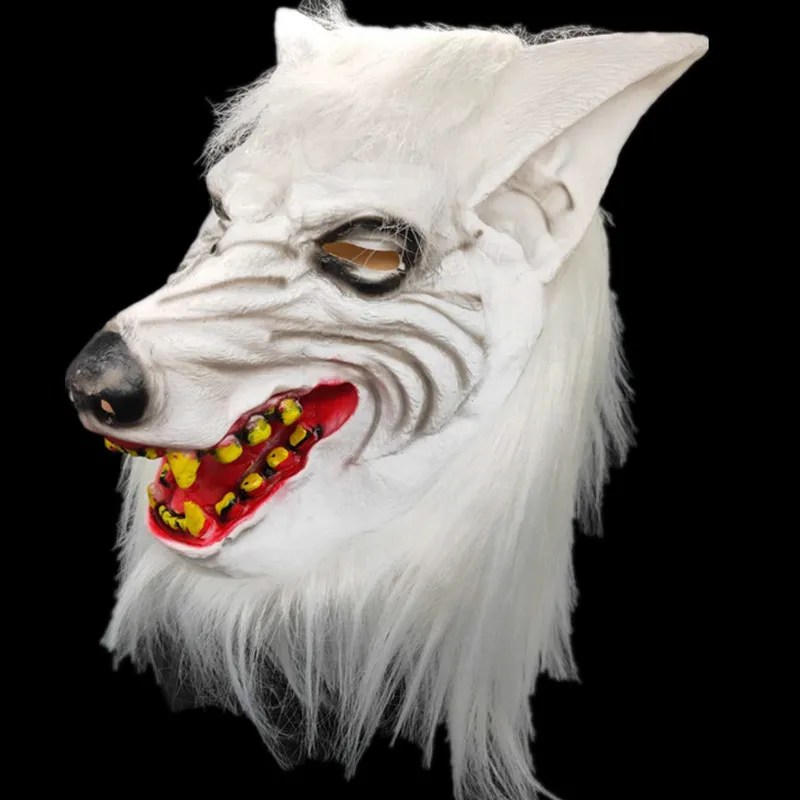 Halloween Mask Horror Animal Mask Demon Wolf Big Bad Mask Hood Adult Werewolf Wolf Head Props for Women and Men 2