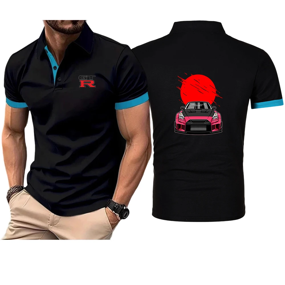 Initial D GTR R35 Print 2026 Men's New Summer Six Color Polo Shirt Stand Collar Loose Breathable Short Sleeves Tops