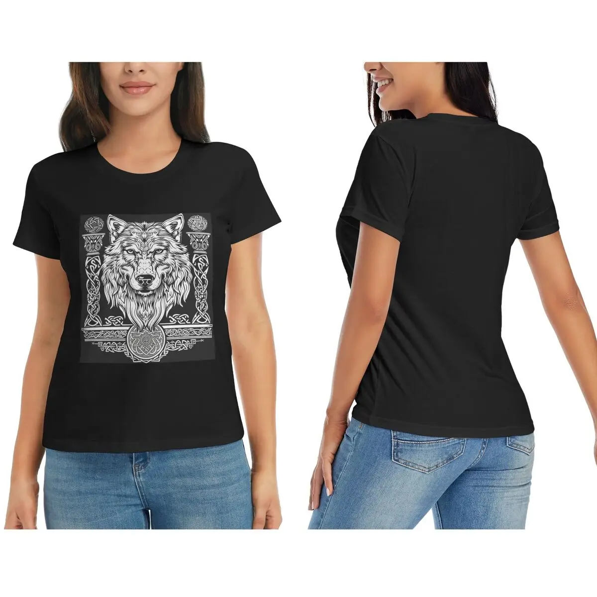 T-shirt nordique viking celtique pour femmes, col rond, streetwear, t-shirts pour femmes, hauts courts d'été