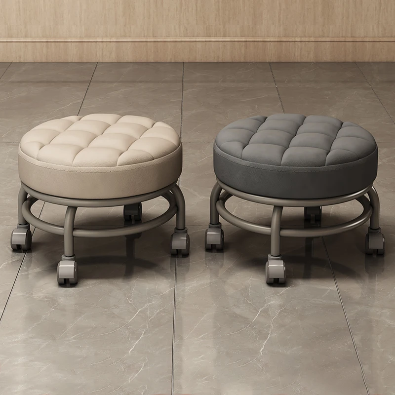 Salon Small Game Pulley Round Stool Modern Pedicure Chair Patio Low Stools Leather Nail Comfortable Shoes Stool Office Footstool