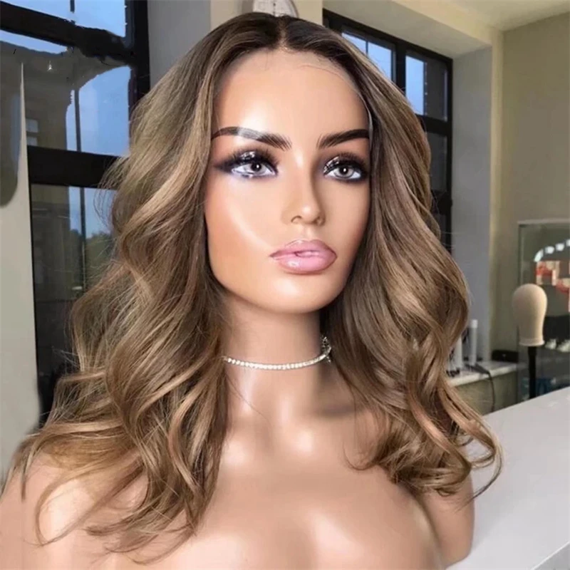 HD Wigs Human Hair Natural Loose Wavy Glueless Lace Frontal Wig Ash Blonde Light Brown 13x4 Short Bob For Women Lace Wig Sale