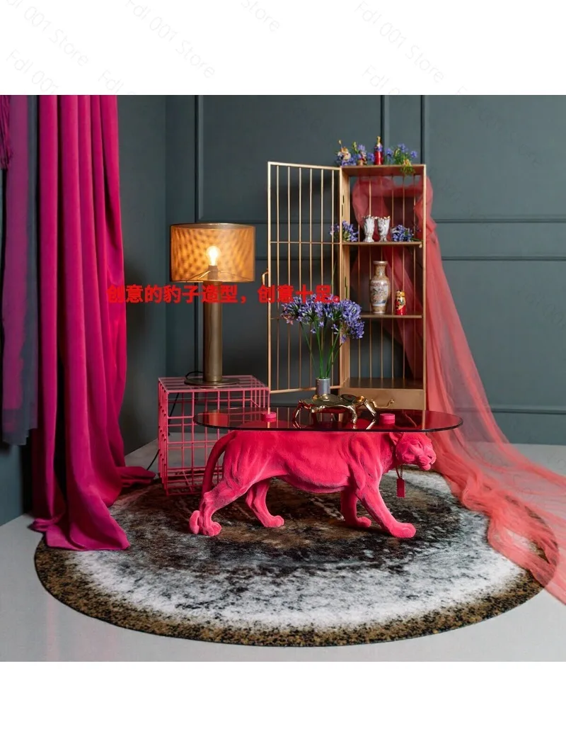 Luxury Leopard Coffee Tables Furniture Living Room Central Tv Sofa Side Table Creative Design Large Floor Decoration Sculpture