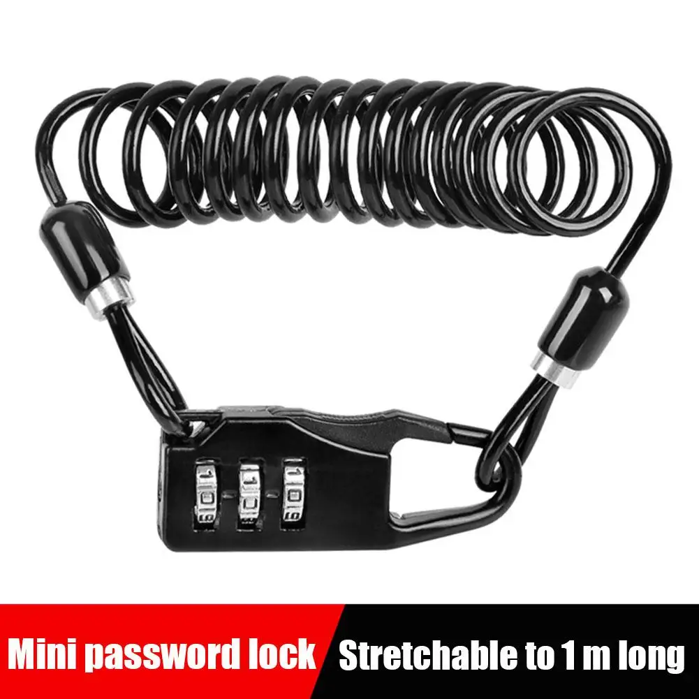 Helmet Lock Portable Steel Cable Lock 3 Digit Password Combination Bicycle Helmet Lock Mountain Bike Wire Lock Bike Accessories