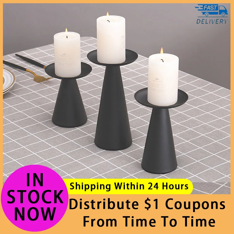 

Candle Holder Simple Retro Black Candlestick for Vintage Candle Black Candle Stand Christmas Wedding Home Decorations Wholesales