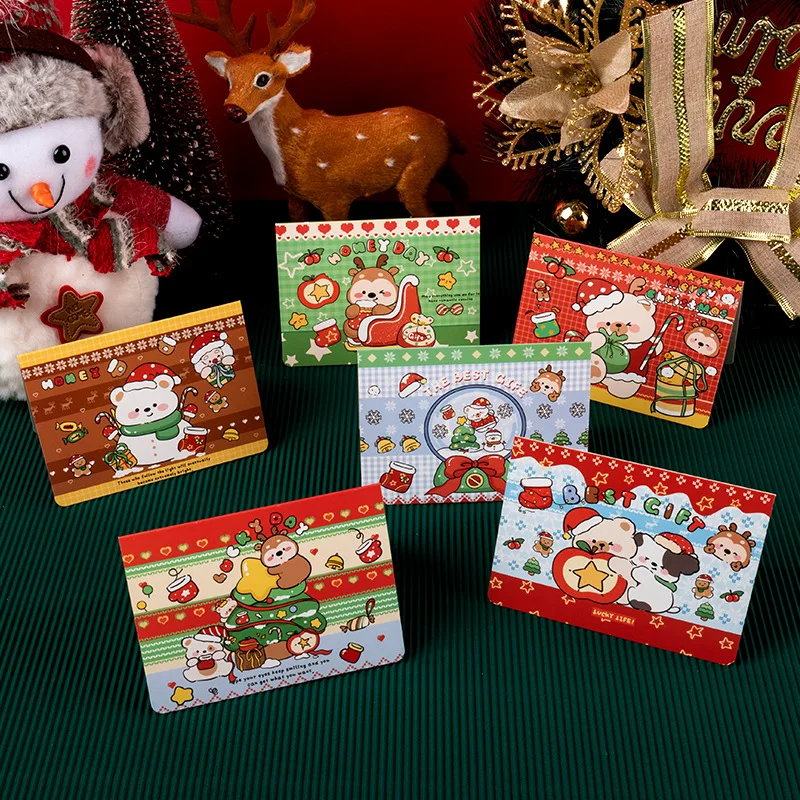 

Creative Cartoon Christmas Greeting Cards Christmas New Year Thank You Card Blessing Message Small Card DIY Thank You Card