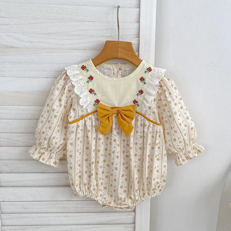 

Новинка 2026: Весенний комбинезон для новорожденных девочек (0-24 месяца) с длинным рукавом, хлопковый, с принтом