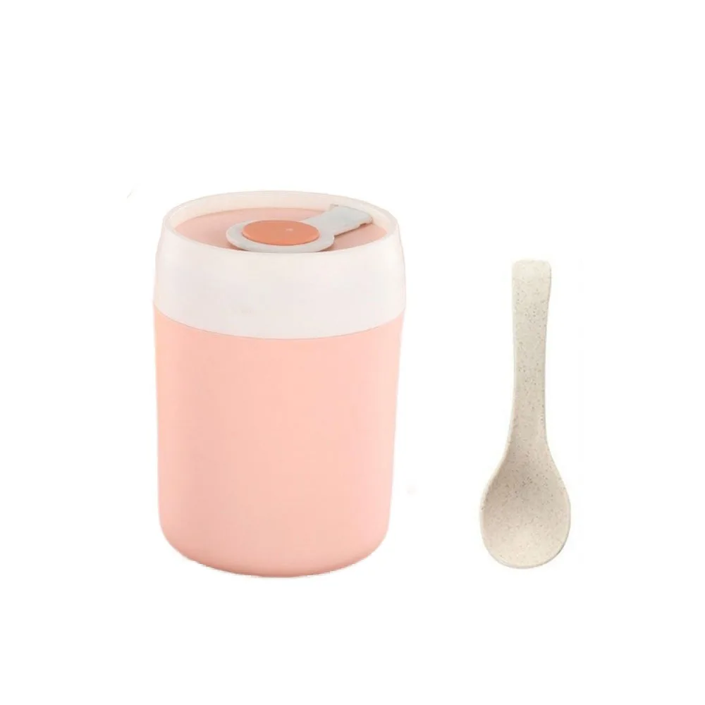 

500ML Breakfast Cup Heat Preservation Stainless Steel Insulated Soup Cup Leak-proof with Spoon Thermal Lunch Box Soybean Milk