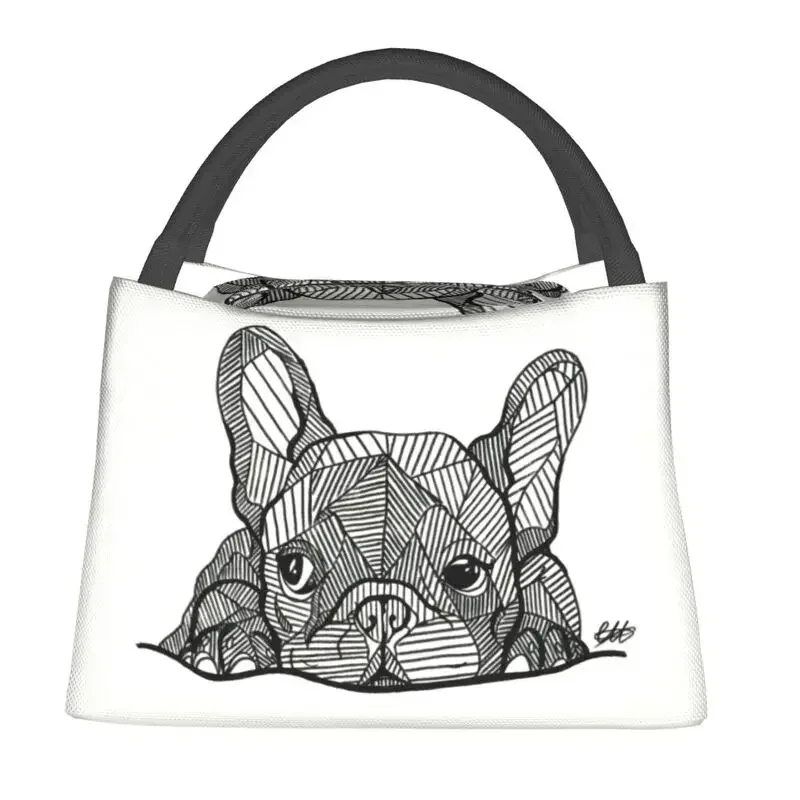 Custom French Bulldog Puppy Facial Lunch Bags Women Warm Cooler Insulated Lunch Boxes for Office Travel