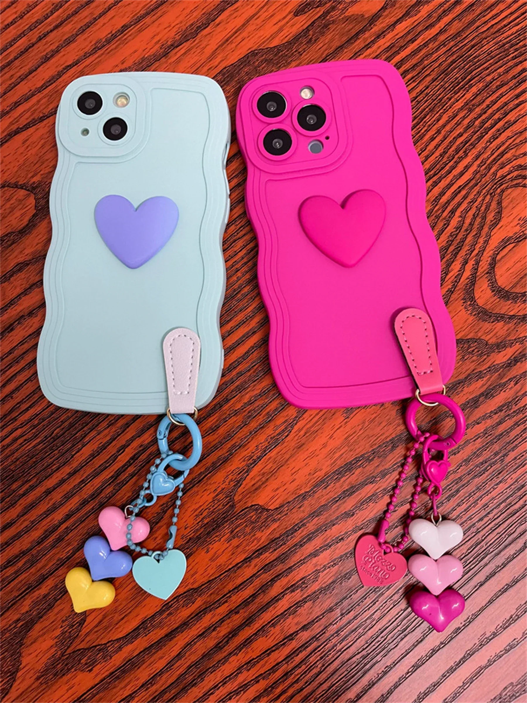 Cute Korean Style Candy 3D Love Pendant Matte Cushion Case for iPhone 15 14 13 12 11 Pro Max X XS XR Upholstered Phone Case