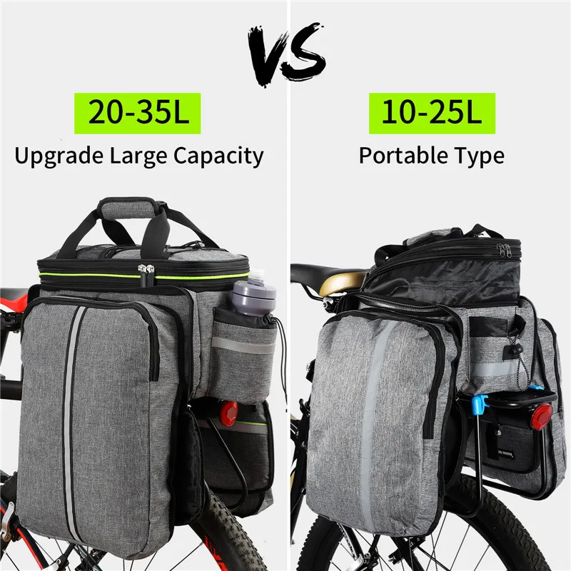 WEST BIKING 3-in-1 wasserdichte Fahrrad-Kofferraumtasche, MTB, Rennradtasche, großes Fassungsvermögen, Reisegepäckträger, Sattelsitz, Packtaschen – Detail 14