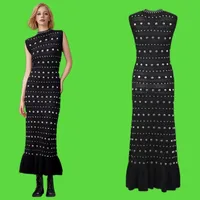 Elegant Sleeveless Dress Heavy Embellishment Slimming Design Flounce Hem Cross-Border Design Fashionable And Stylish
