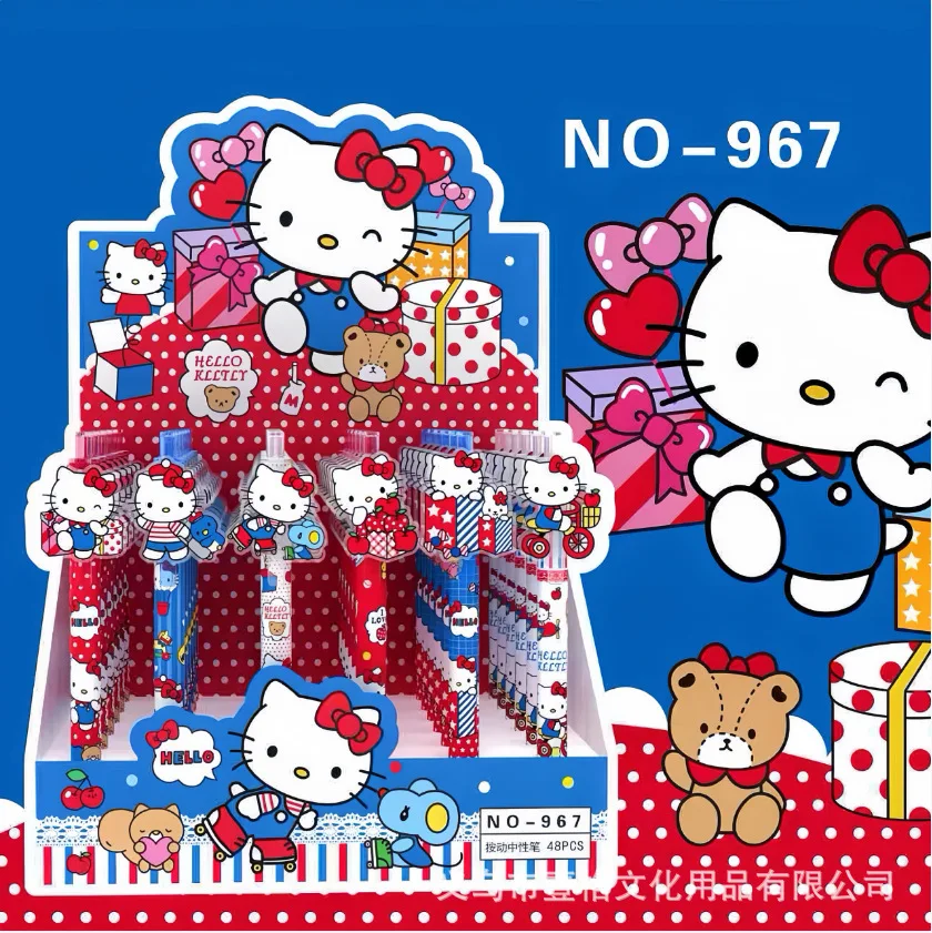 Sanrio 48 Stück/Set Gelstift Neue Cartoon-Katze Runde Perlen zum Schreiben 0,5 mm Schwarz Schreibwaren Unterschrift Schreibwaren in Box – Detail 7