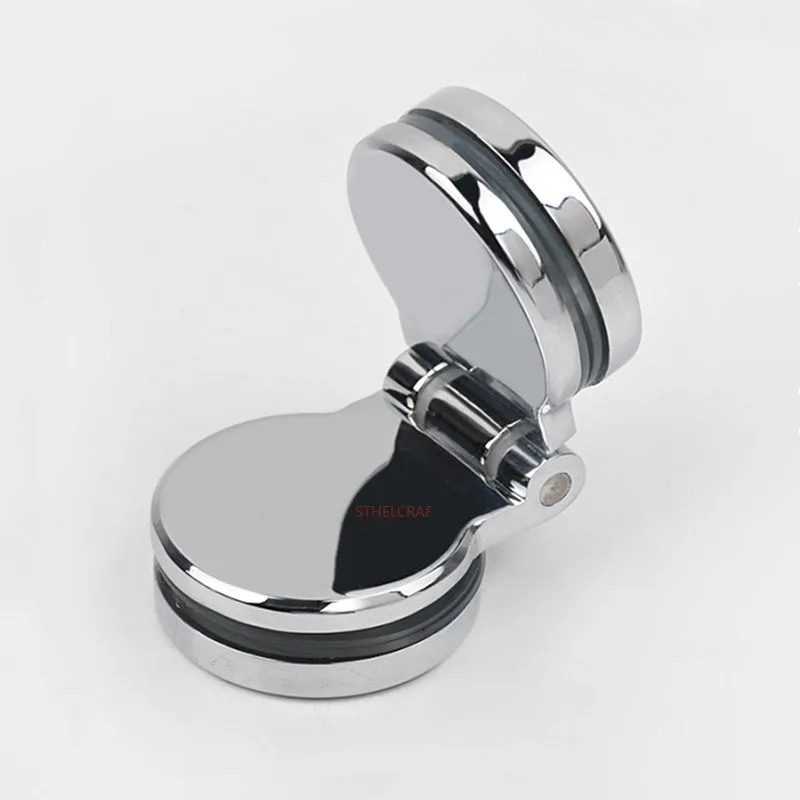 Frameless Glass Door Hinges Round Zinc Alloy Glass Clamps Wine Cabinet Door Hinge Furniture Hardware Hinges Bathroom Accessories