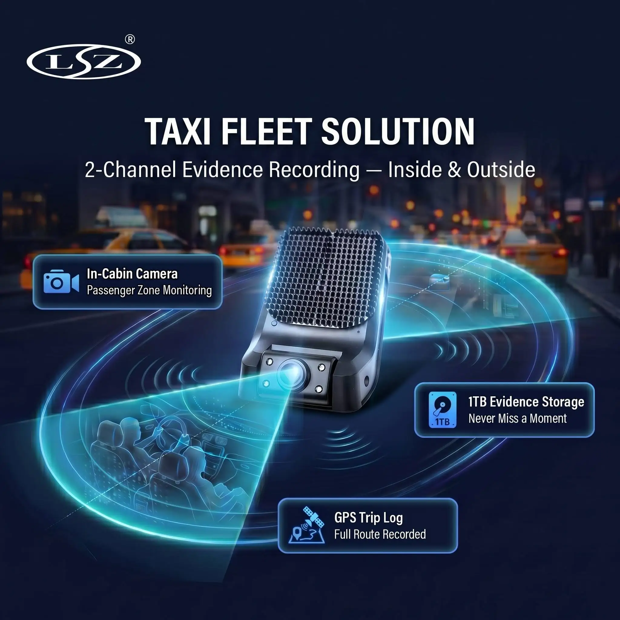 4G GPS Dashcam 2 Channel for Truck Bus Taxi 1080P HD Resolution Dual Lens Night Vision ADAS Video Recorder
