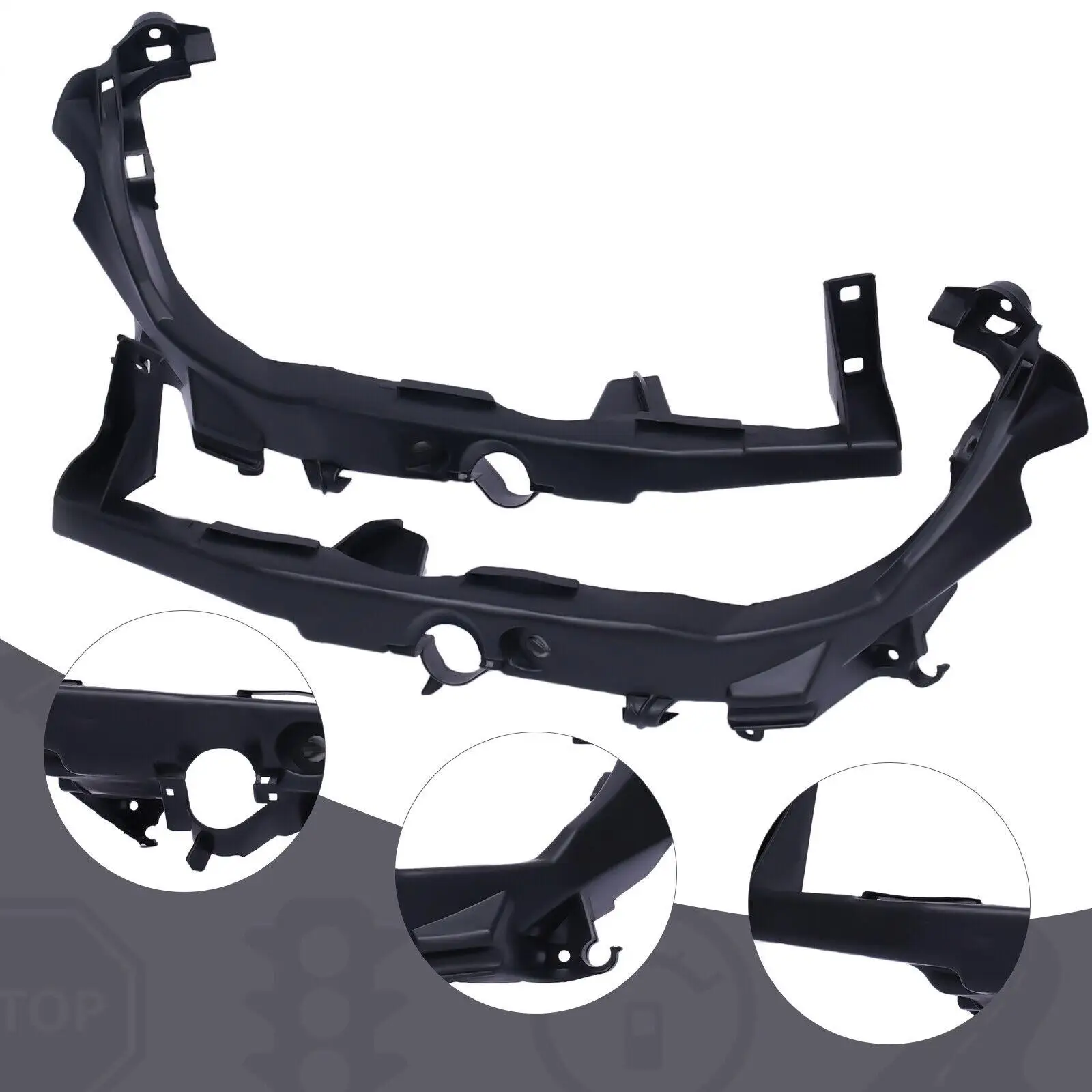 Headlight Support Bracket Set Left + Right Sides for 09-12 BMW 328i 335d 335i 4 Door Black