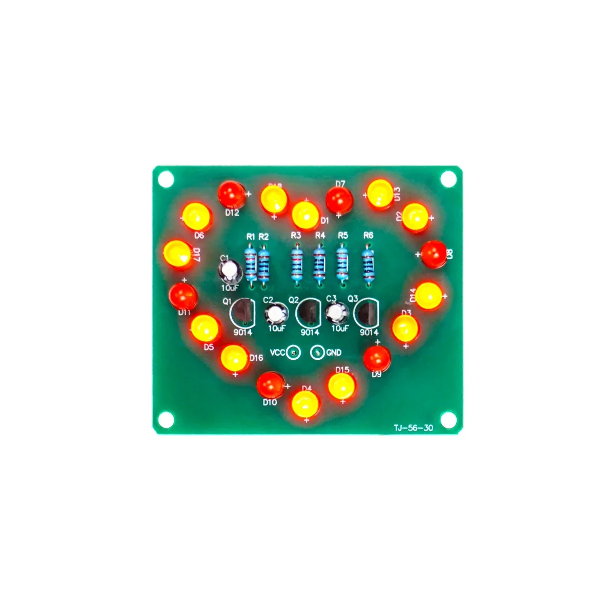Heart-shaped Flashing LED DIY Soldering Kit, 18 Red Light Circuit Practice Board, Electronic Assembly Kit for STEM Beginner