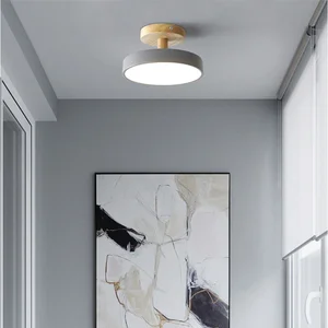 Nordic Madeira Redonda LED Lâmpadas De Teto, Luminárias, Luzes De Corredor, Rosa, Sala De Jantar, Quarto, Decoração Do Banheiro, Decoração 6 principais vendas luz teto quarto cama rosa - №5