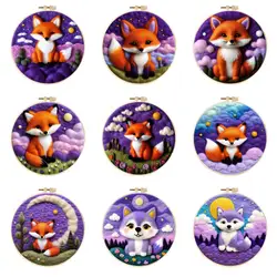 Moon Fox Felt Starter Kits For Adults Diy Wool Felting Painting Beginners Kit Embroidery Frame Wool Needlework Crafts