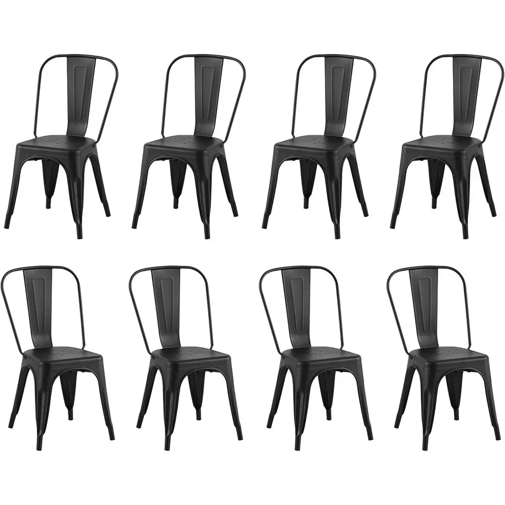

Набор из 8 складных обеденных стульев, матовый черный, подходит для использования в кухне и столовой.