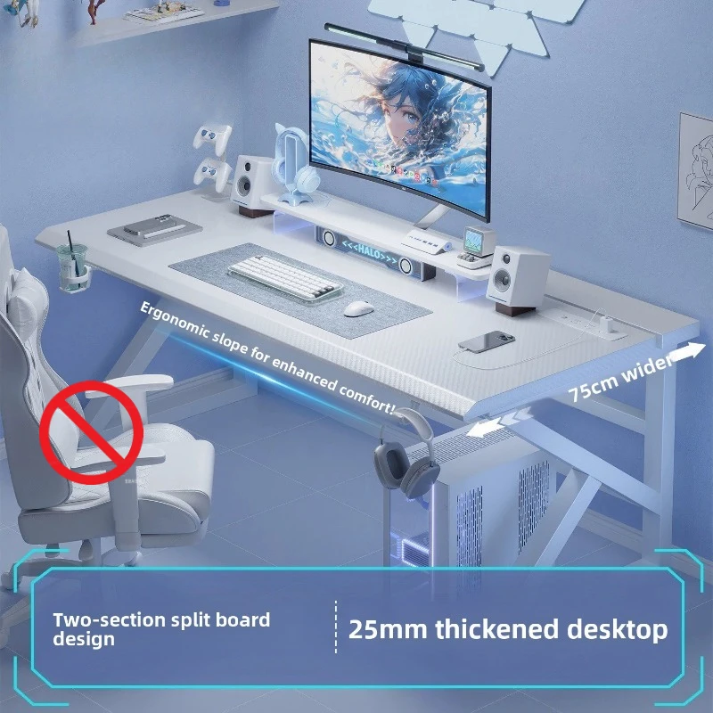 2026 Home Bedroom Office Furniture Large Size Computer Gaming Desk Esports Carbon Fiber Gaming Desk Robot Arm Compatible