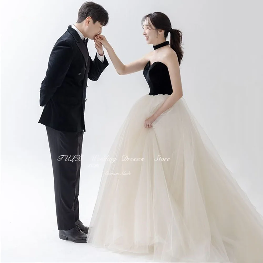 

TULX Sweetheart Sleeveless Evening Dress Korea Wedding Photo Shoot Tulle Floor Length Puffy Bridal Formal Party Corset Custom