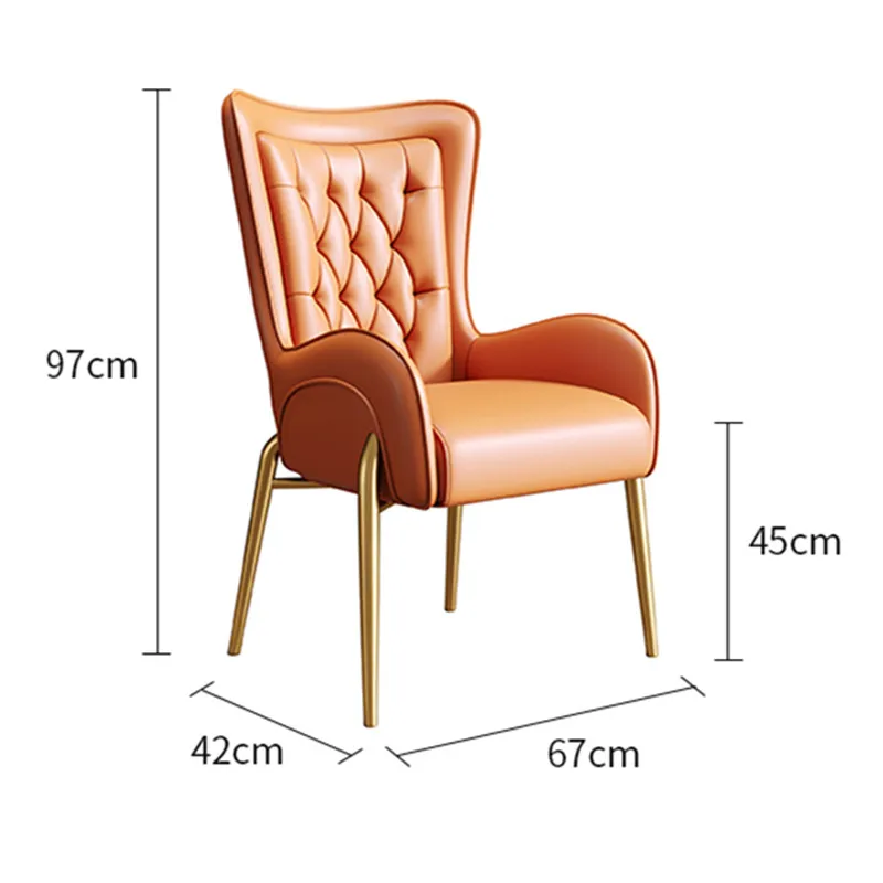 Nordic Luxury Home Dining Chair, Modern Simple Iron Backrest, Leisure Chair, Minimalist Home Hotel Reception, Sales Department