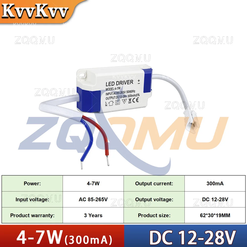 AC 85-265V Non-Isolated LED Driver Constant Current 300mA External Power Supply Transformer 4-7W 8-18W 8-24W 24-36W 36-50W Light