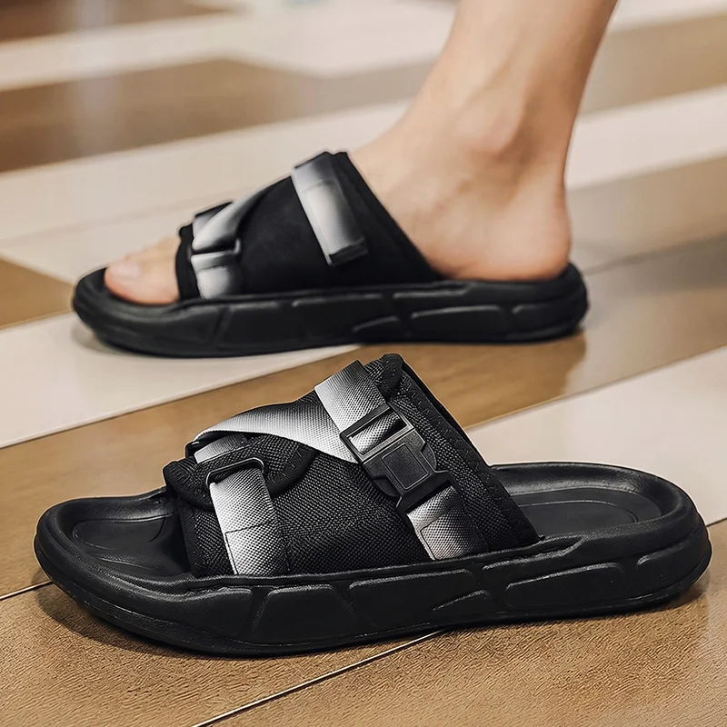 

Premium Men Slides, No Cheap Blown Sole Design, Thickened Shock-absorbing Sole, Anti-slip Daily Leisure Slippers