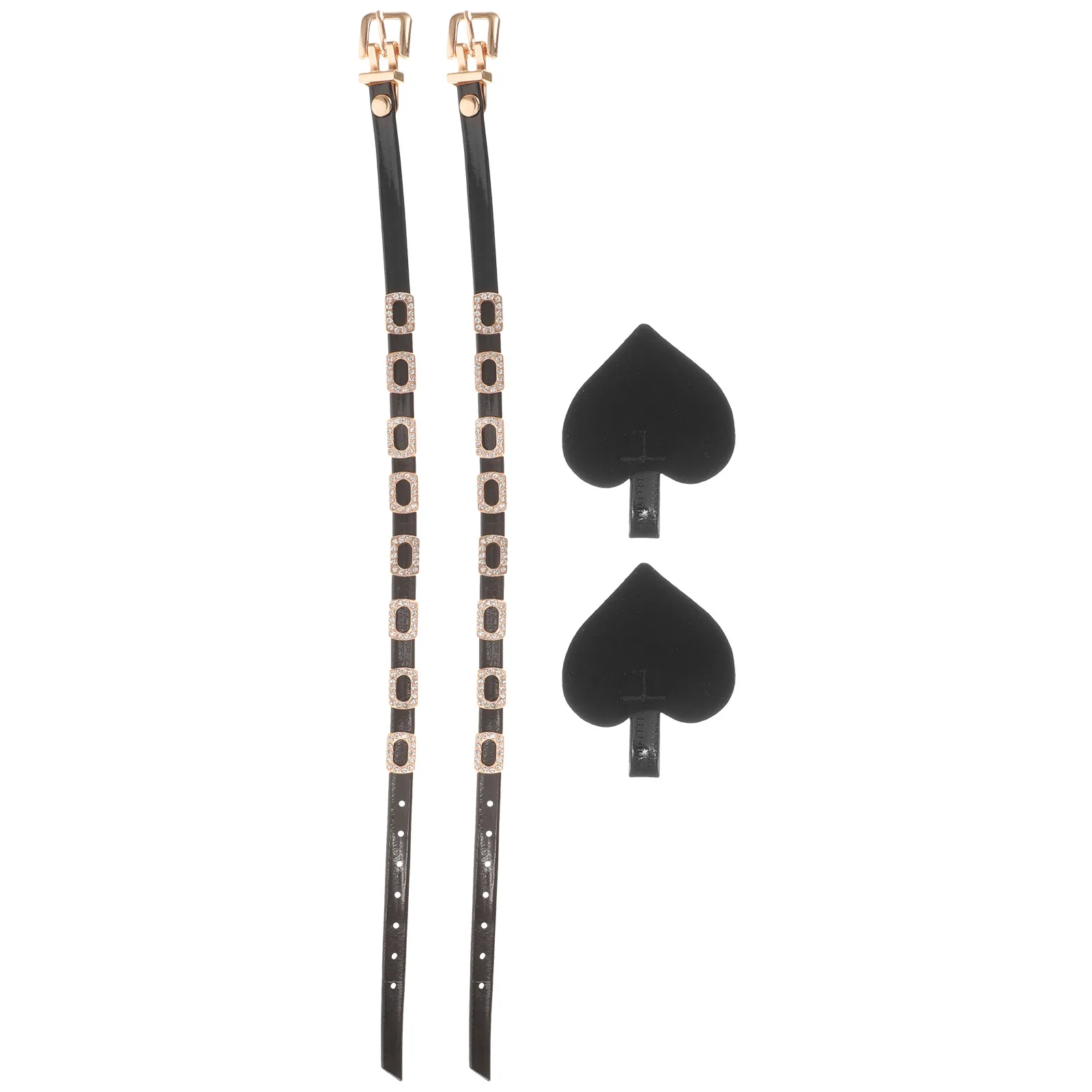 

High Heels Anti-Loose Straps 07CM Black Rhinestone Decor Ankle Replacement for Heels Adjustable Shoe Bands NonSlip Accessories