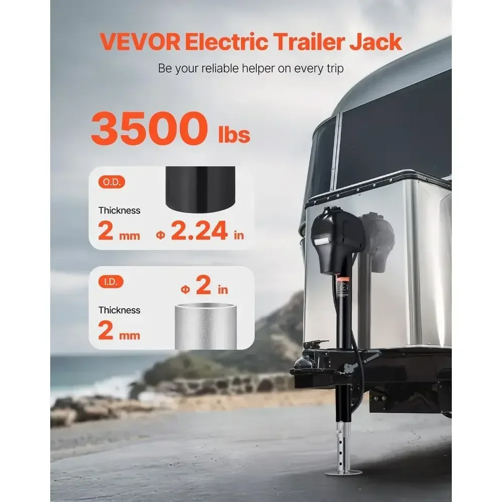 Electric Trailer Jack, 3500 lbs, Heavy Duty RV Electric Power Tongue Jack with 7-pin Connector, Manual Crank Handle & Weatherpro