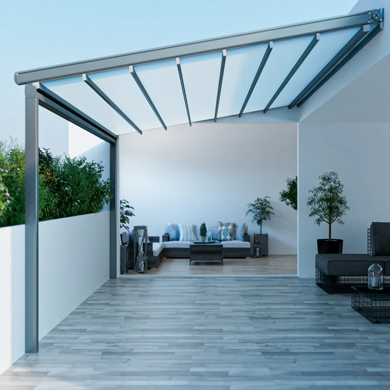 New Design PVC Retractable Pergola Outdoor Canopy Aluminum Alloy 6063 Motorized Parking Shade
