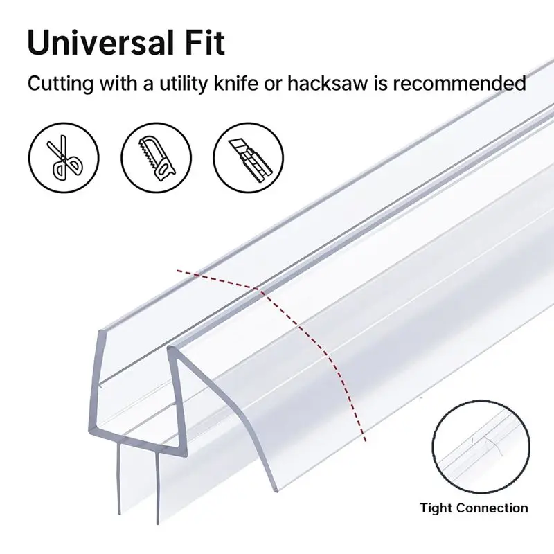 A96K-Shower Door Bottom Seal 3 Section Sectional Shower Installation Kit Frameless Glass Shower Door Seal - For 3/8Inch Glass
