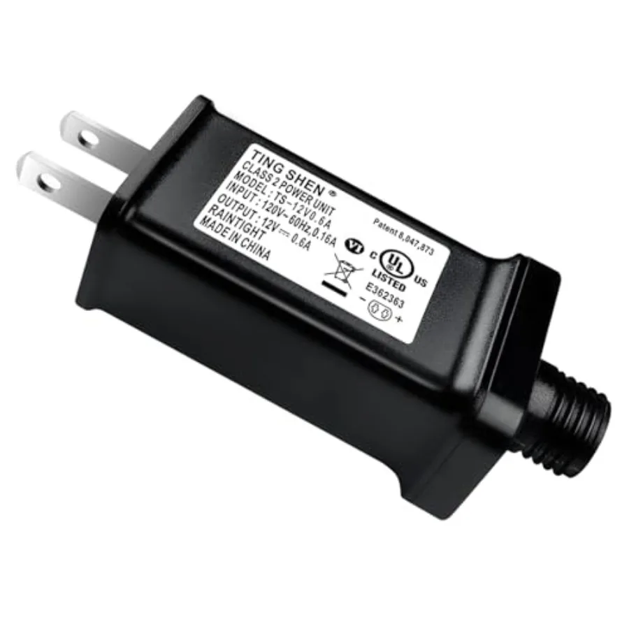 12V 0.6A LED Power Supply TS-12V0.6A LED Transformer Class 2 Power Unit US Plug Adapter Replacement, Seasonal-Use LED Driver fo