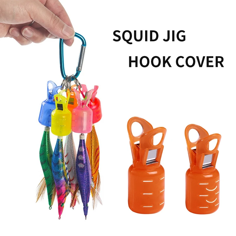 10pcs Egi Squid Jig Hook Protector Fishing Accessories Octopus Cuttlefish Hook Bait Cover Wood Shrimp Umbrella Hooks Protector