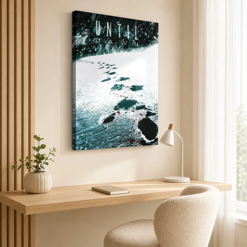 Until Dawn Snowy Mountain Trail Framed Canvas Posters Grunge Style Wall Art With Personalized Photo For Studio Ideal Gamer Gift