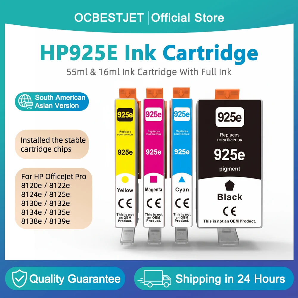 

For HP 925E 925XL 925 Full Ink Cartridge For HP Officejet Pro 8120e 8122e 8124e 8125e 8130e 8132e 8134e 8135e 8138e 8139e